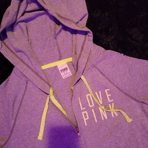 Pink gray and green zip up hoodie